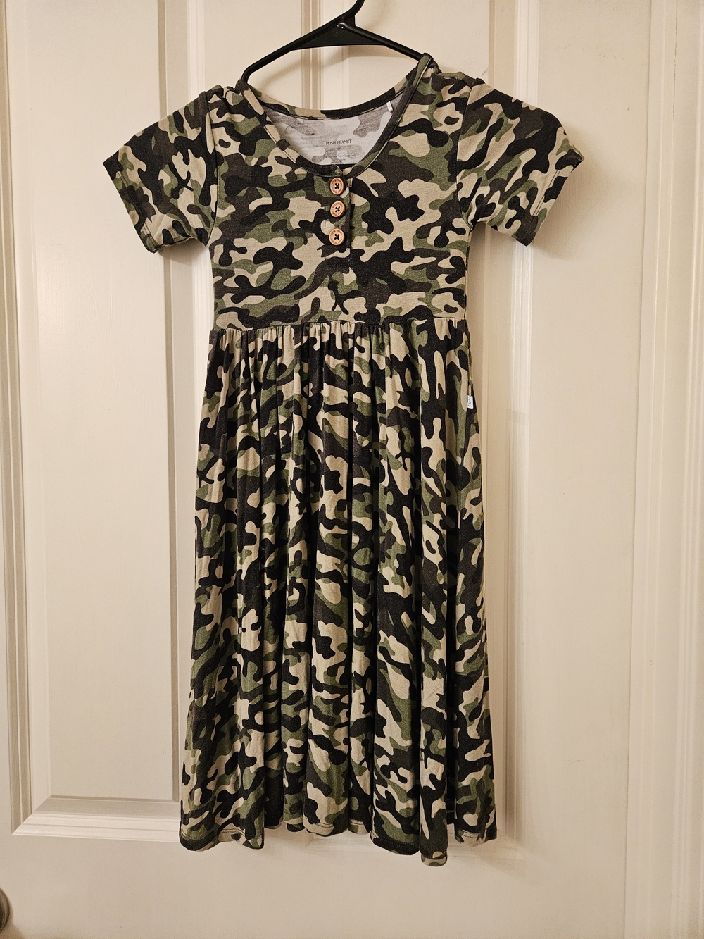 Posh Peanut Olive & Black Camo Short Sleeve Twirl Dress 6T
